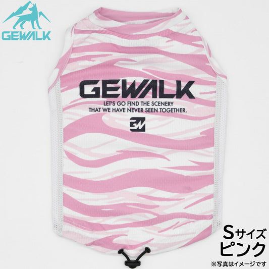 ジウォーク GEWALK ウェーブ プリント アクティブ クーリング タンクトップ S ピンク