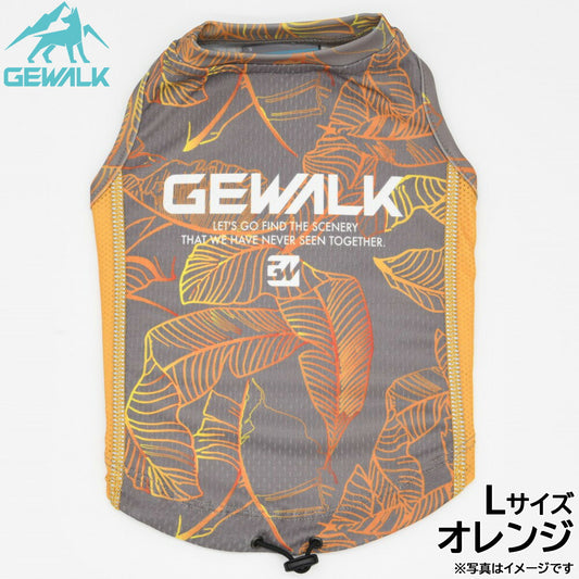 ジウォーク GEWALK リーフ プリント アクティブ クーリング タンクトップ L オレンジ