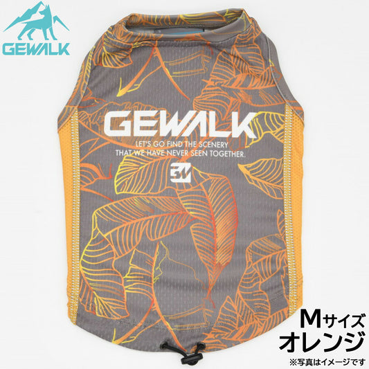 ジウォーク GEWALK リーフ プリント アクティブ クーリング タンクトップ M オレンジ