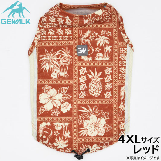 ジウォーク GEWALK ハワイアン パッチワーク プリント アクティブ サンシェード タンクトップ 4XL レッド