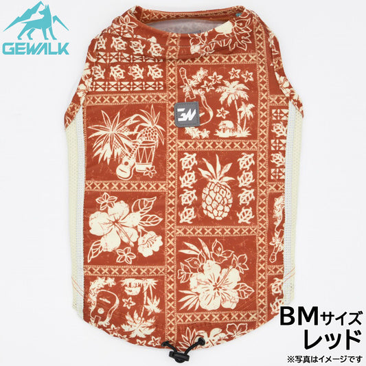 ジウォーク GEWALK ハワイアン パッチワーク プリント アクティブ サンシェード タンクトップ BM レッド