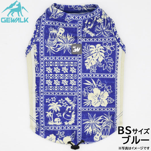 ジウォーク GEWALK ハワイアン パッチワーク プリント アクティブ サンシェード タンクトップ BS ブルー