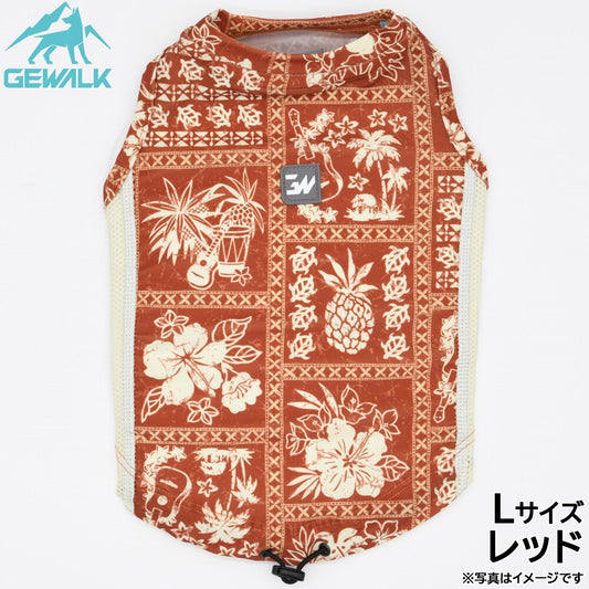 ジウォーク GEWALK ハワイアン パッチワーク プリント アクティブ サンシェード タンクトップ L レッド