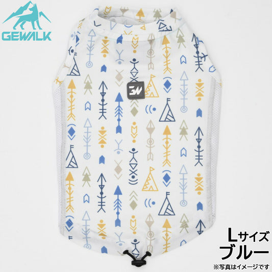 ジウォーク GEWALK ネイティブアメリカン プリント アクティブ サンシェード タンクトップ L ブルー