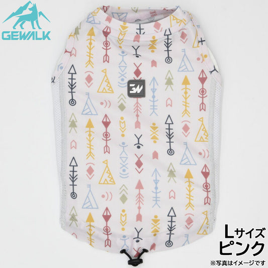 ジウォーク GEWALK ネイティブアメリカン プリント アクティブ サンシェード タンクトップ L ピンク