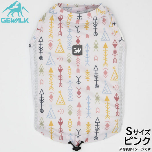 ジウォーク GEWALK ネイティブアメリカン プリント アクティブ サンシェード タンクトップ S ピンク