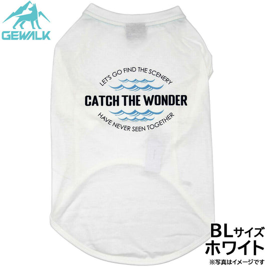 ジウォーク GEWALK センター ウェーブ プリント グラフィック Tシャツ BL ホワイト