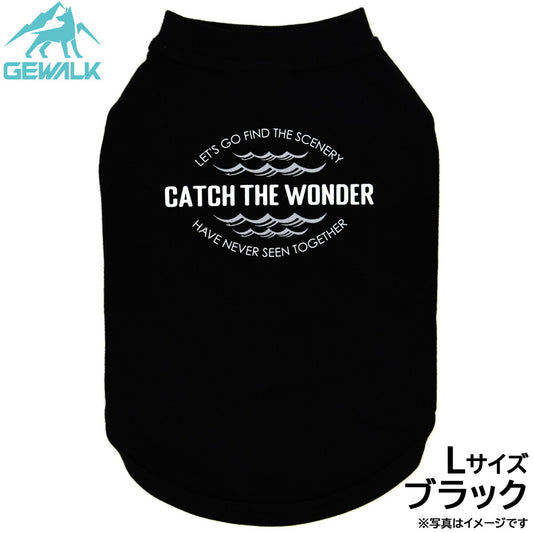 ジウォーク GEWALK センター ウェーブ プリント グラフィック Tシャツ L ブラック