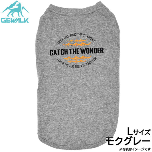 ジウォーク GEWALK センター ウェーブ プリント グラフィック Tシャツ L モクグレー