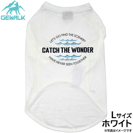 ジウォーク GEWALK センター ウェーブ プリント グラフィック Tシャツ L ホワイト