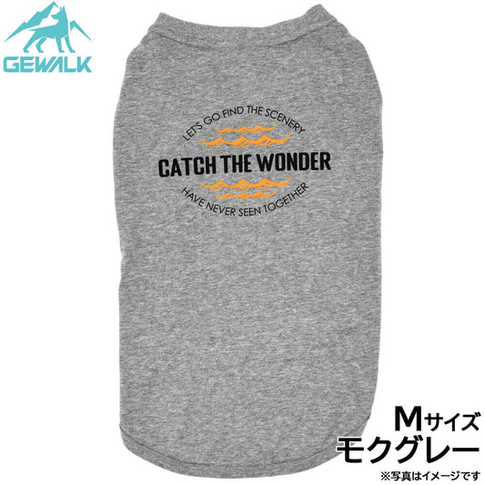 ジウォーク GEWALK センター ウェーブ プリント グラフィック Tシャツ M モクグレー