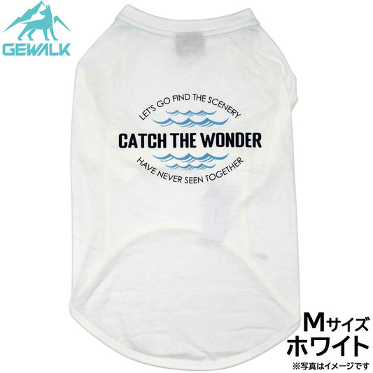 ジウォーク GEWALK センター ウェーブ プリント グラフィック Tシャツ M ホワイト
