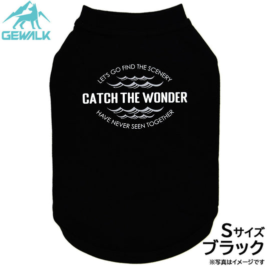 ジウォーク GEWALK センター ウェーブ プリント グラフィック Tシャツ S ブラック