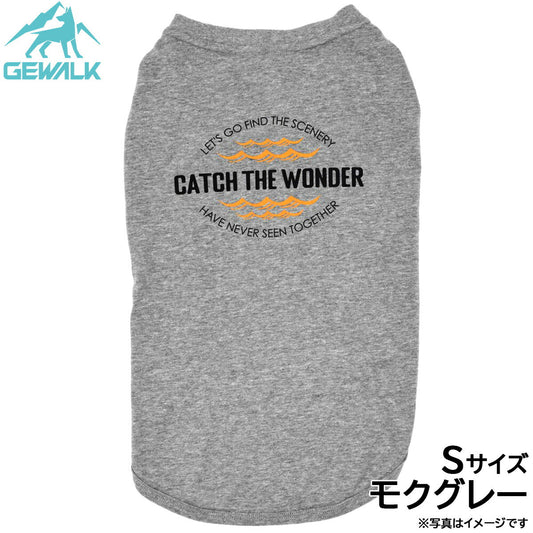 ジウォーク GEWALK センター ウェーブ プリント グラフィック Tシャツ S モクグレー