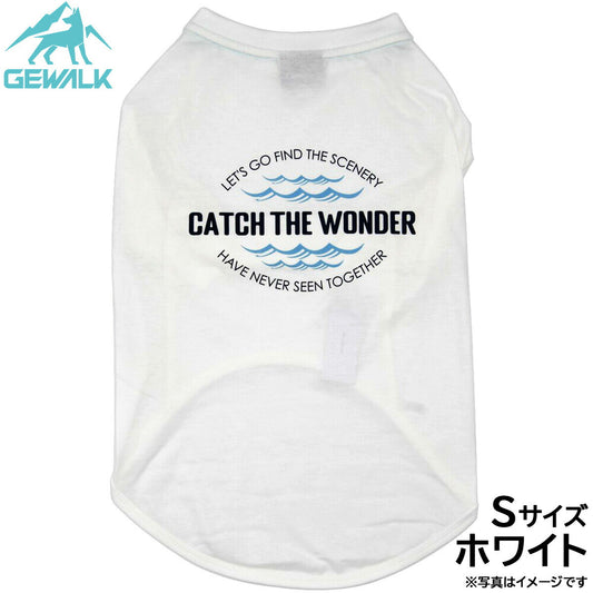 ジウォーク GEWALK センター ウェーブ プリント グラフィック Tシャツ S ホワイト