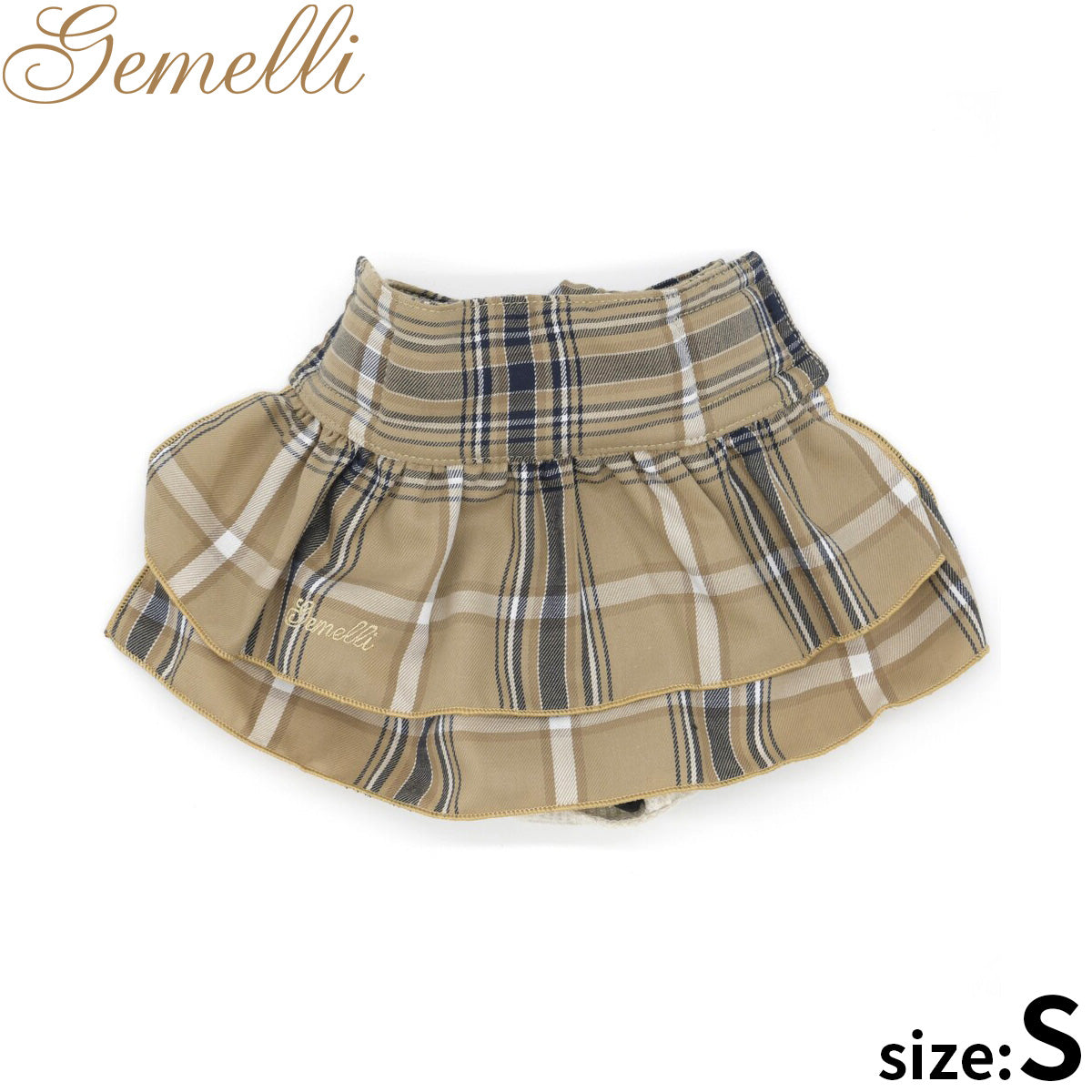 ジェメリ Gemelli タータンチェックマナースカート S ベージュ