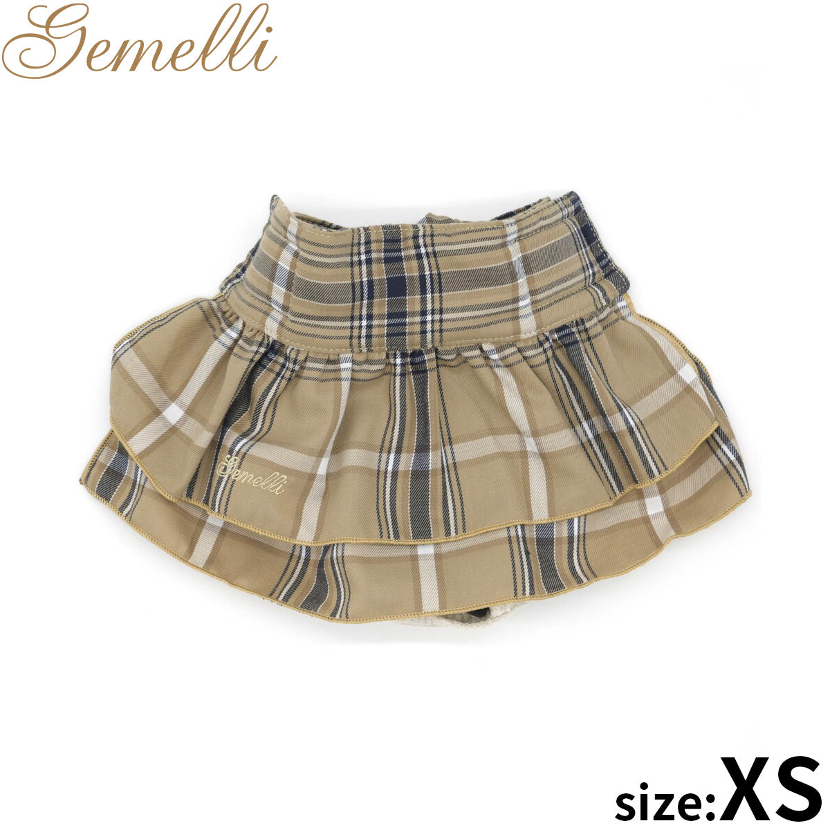 ジェメリ Gemelli タータンチェックマナースカート XS ベージュ