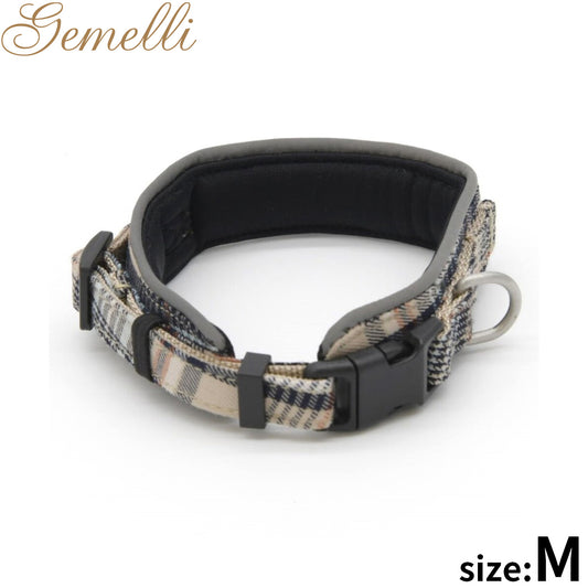 ジェメリ Gemelli クラシカルチェックカラー(首輪) M ベージュ