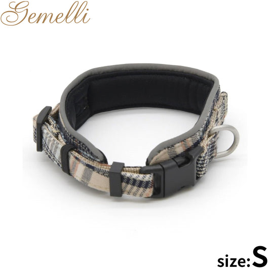 ジェメリ Gemelli クラシカルチェックカラー（首輪） S ベージュ
