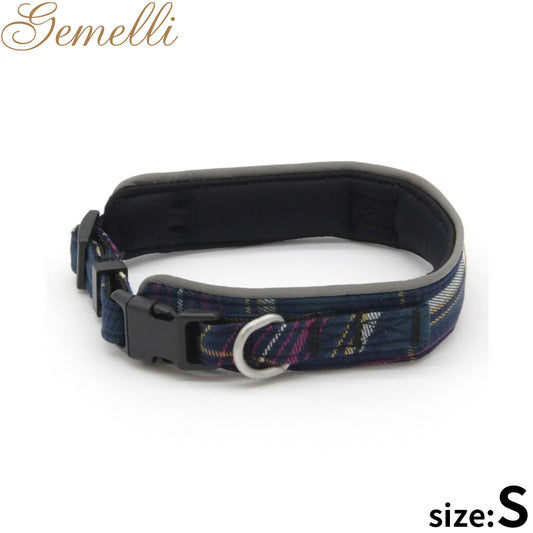 ジェメリ Gemelli クラシカルチェックカラー（首輪） S ダークグリーン