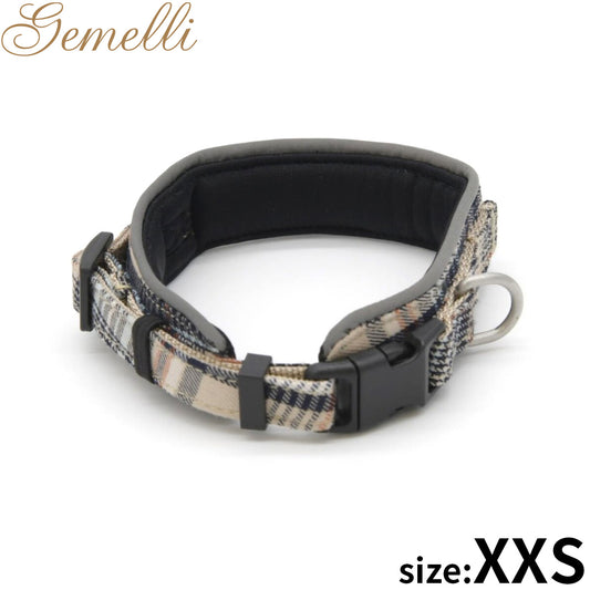 ジェメリ Gemelli クラシカルチェックカラー(首輪) XXS ベージュ