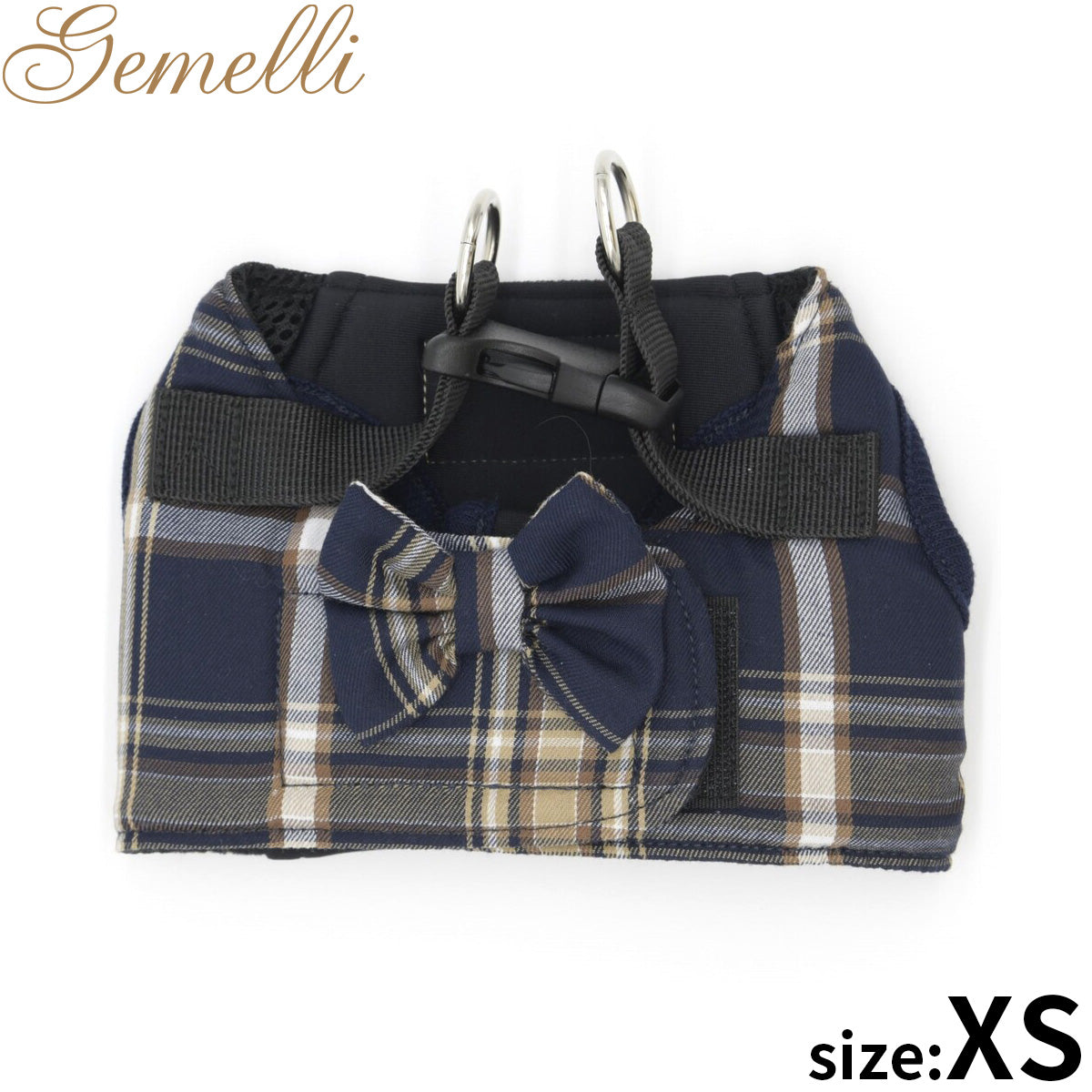 ジェメリ Gemelli タータンチェックハーネス XS ネイビー