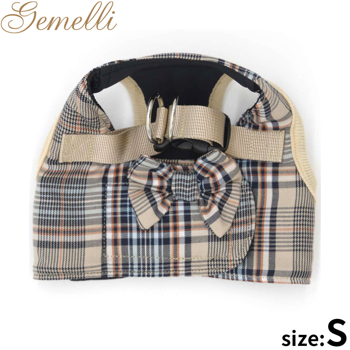 ジェメリ Gemelli クラシカルチェックハーネス S ベージュ