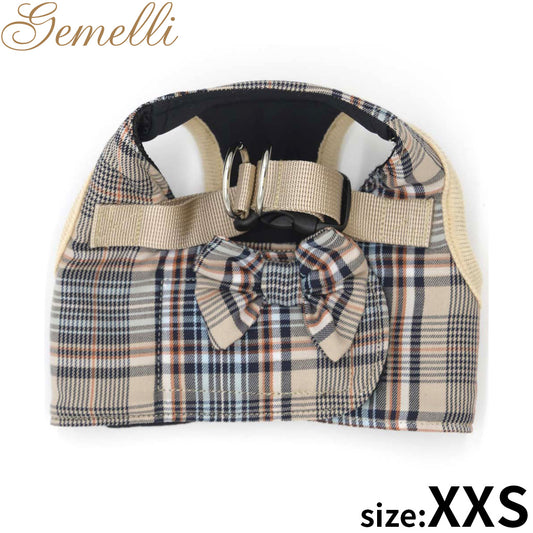 ジェメリ Gemelli クラシカルチェックハーネス XXS ベージュ
