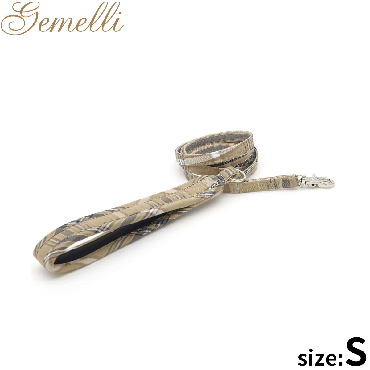 ジェメリ Gemelli タータンチェックリーシュ（リード） S ベージュ
