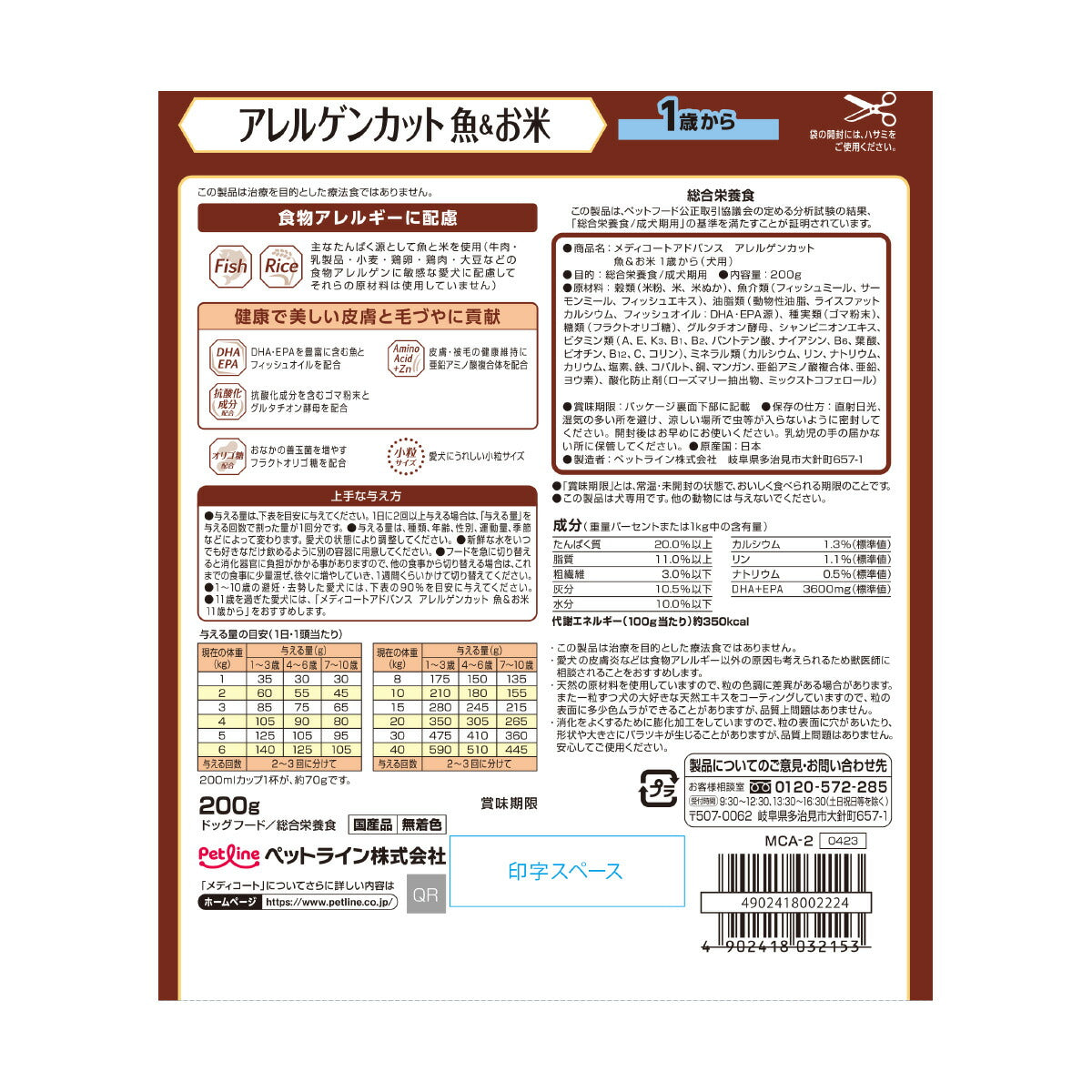 メディコート アドバンス ドッグフード アレルゲンカット 魚＆お米 1歳から 200g×24個セット【送料無料】 犬