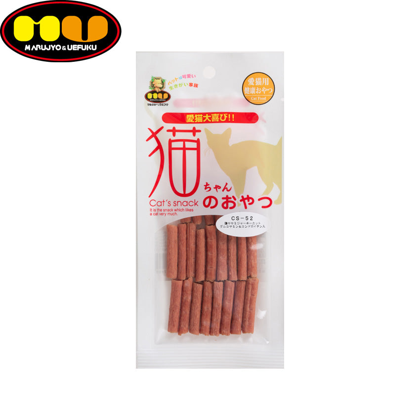 マルジョー＆ウエフク 猫ちゃんのおやつ 鶏ササミジャーキーカット グルコサミン＆コンドロイチン入 25g 国産