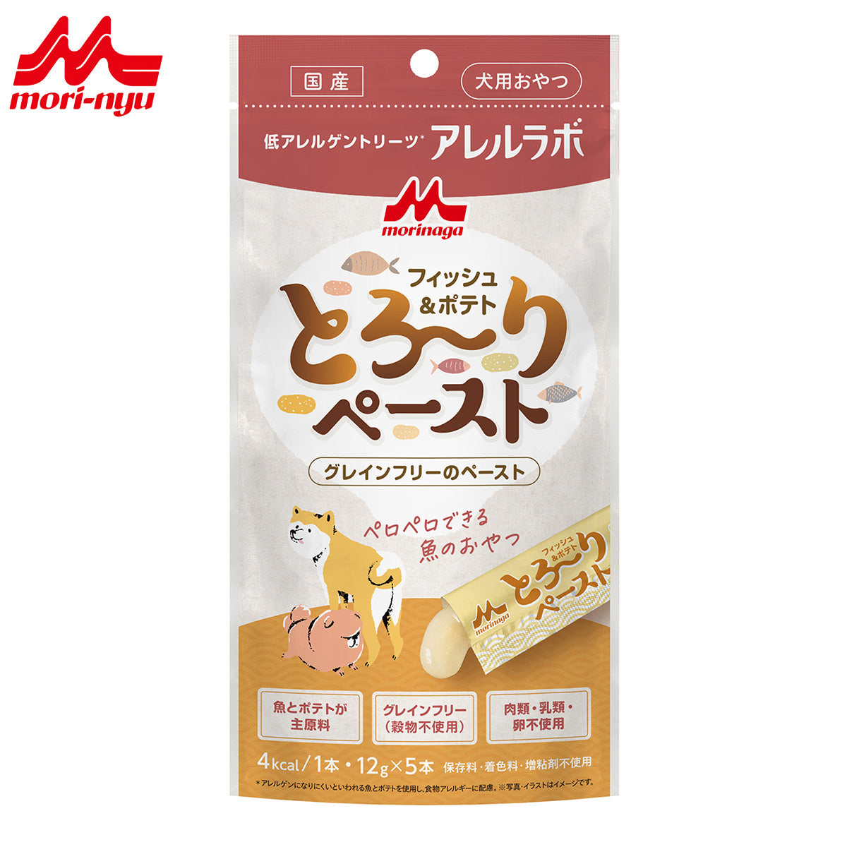 森乳サンワールド アレルラボ フィッシュ＆ポテト 犬用おやつ とろ～りペースト 12g×5本