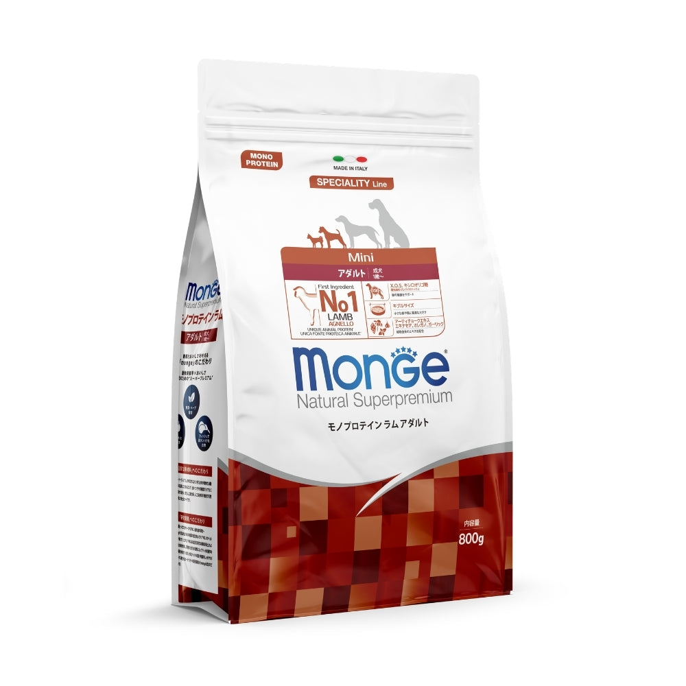 モンジュ ナチュラル スーパープレミアム Monge Natural Superpremium ドッグフード モノプロテイン ラム アダルト 成犬用 800g×20個