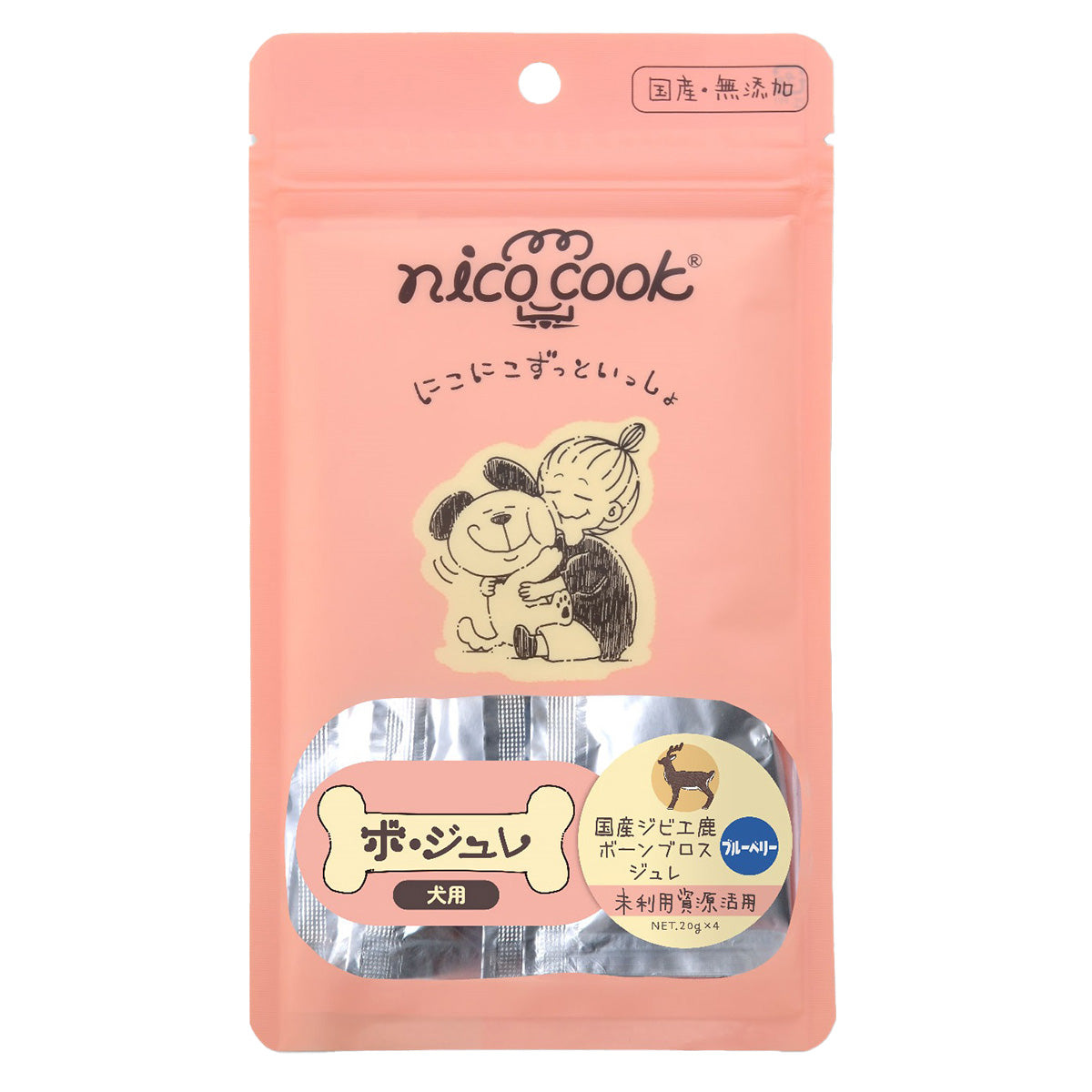 ニコクック nico cook ボジュレ 国産ジビエ鹿ボーンブロスジュレブルーベリー 犬用おやつ 80g