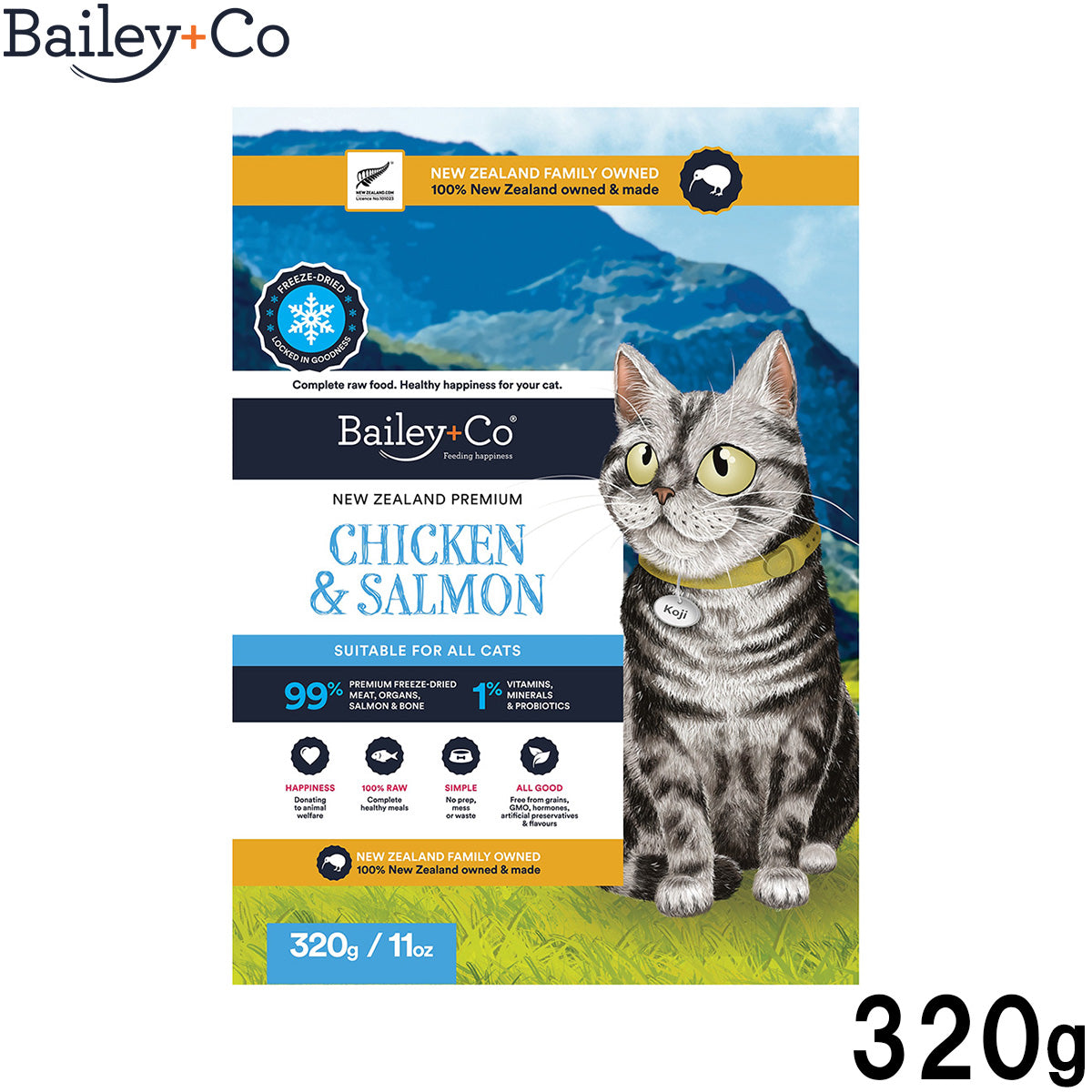 ベイリーコー Bailey＋Co フリーズドライ コンプリート チキン＆サーモン キャットフード 320g
