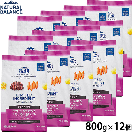ナチュラルバランス ドッグフード LID グレインフリー 成犬用 スイートポテト&鹿肉 800g×12個セット