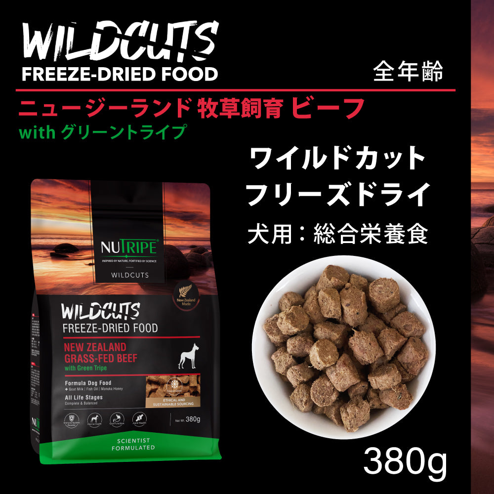 ニュートライプ NUTRIPE ドッグフード ワイルドカット フリーズドライ ビーフwithグリーントライプ 380g×6個
