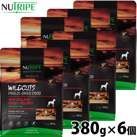 ニュートライプ NUTRIPE ドッグフード ワイルドカット フリーズドライ ビーフwithグリーントライプ 380g×6個