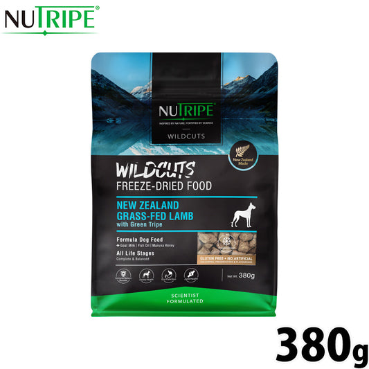 ニュートライプ NUTRIPE ドッグフード ワイルドカット フリーズドライ キングサーモン&ラムwithグリーントライプ 380g