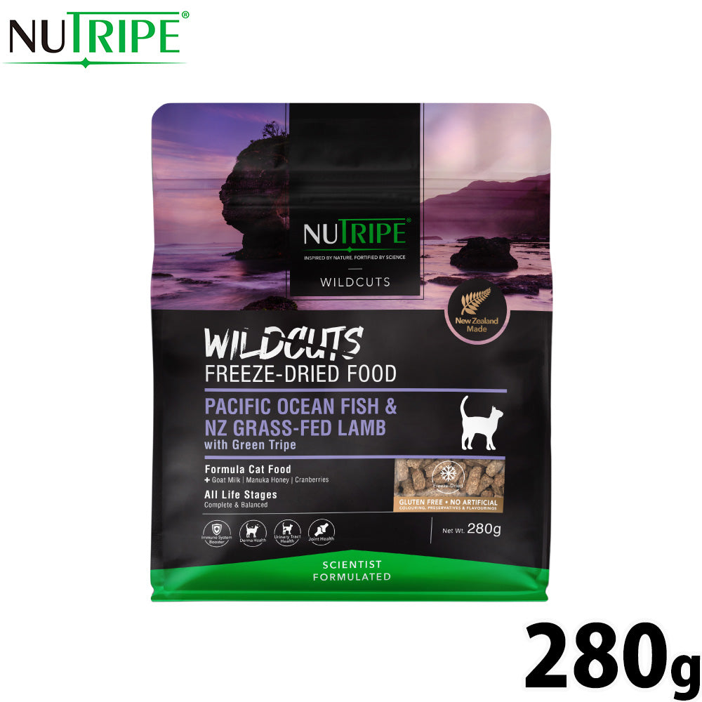ニュートライプ NUTRIPE キャットフード ワイルドカット フリーズドライ フィッシュ＆ラムwithグリーントライプ 280g