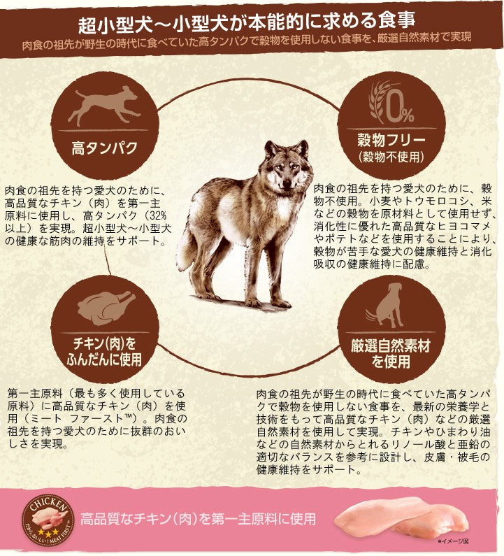 ニュートロ ワイルドレシピ 超小型犬～小型犬用 成犬用 チキン 800g 穀物フリー/ドッグフード/穀物不使用/グレインフリー/無添加