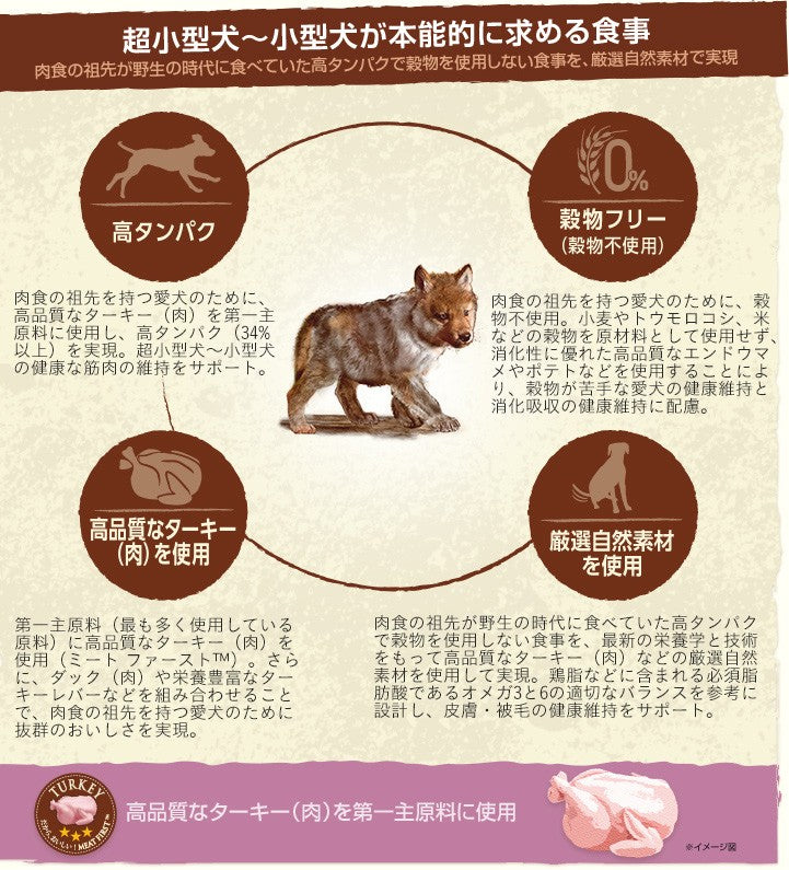 ニュートロ ワイルド レシピ 超小型犬～小型犬用 子犬用 ターキー 800g（ドッグフード 穀物フリー グレインフリー 無添加 犬）