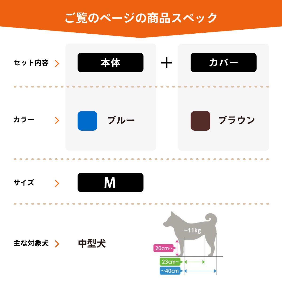 OneAid リラクッション 撥水カバーセット M 本体：ブルー カーバー：ブラウン【送料無料】 犬用 介護 介護用品 ベッド 姿勢安定 中型犬用