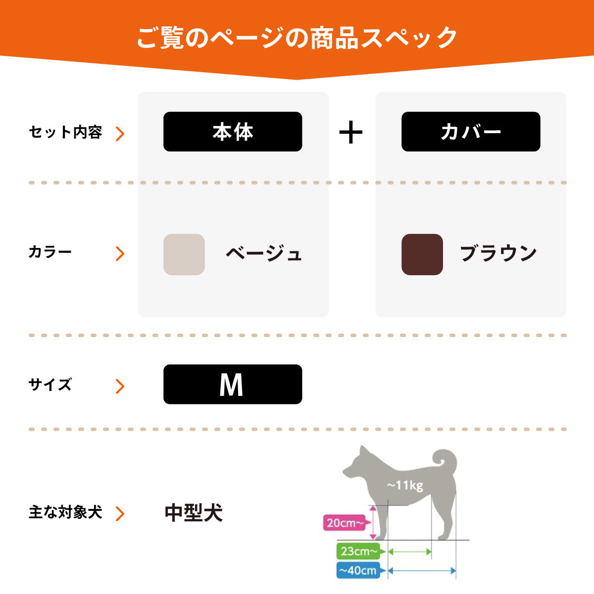 OneAid リラクッション 撥水カバーセット M 本体：ベージュ カーバー：ブラウン【送料無料】 犬用 介護 介護用品 ベッド 姿勢安定 中型犬用