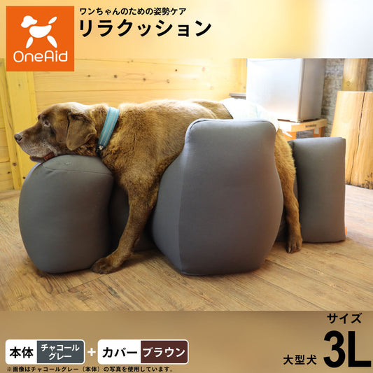 OneAid ワンエイド リラクッション 撥水カバーセット 3L 本体:チャコールグレー カバー:ブラウン【送料無料】