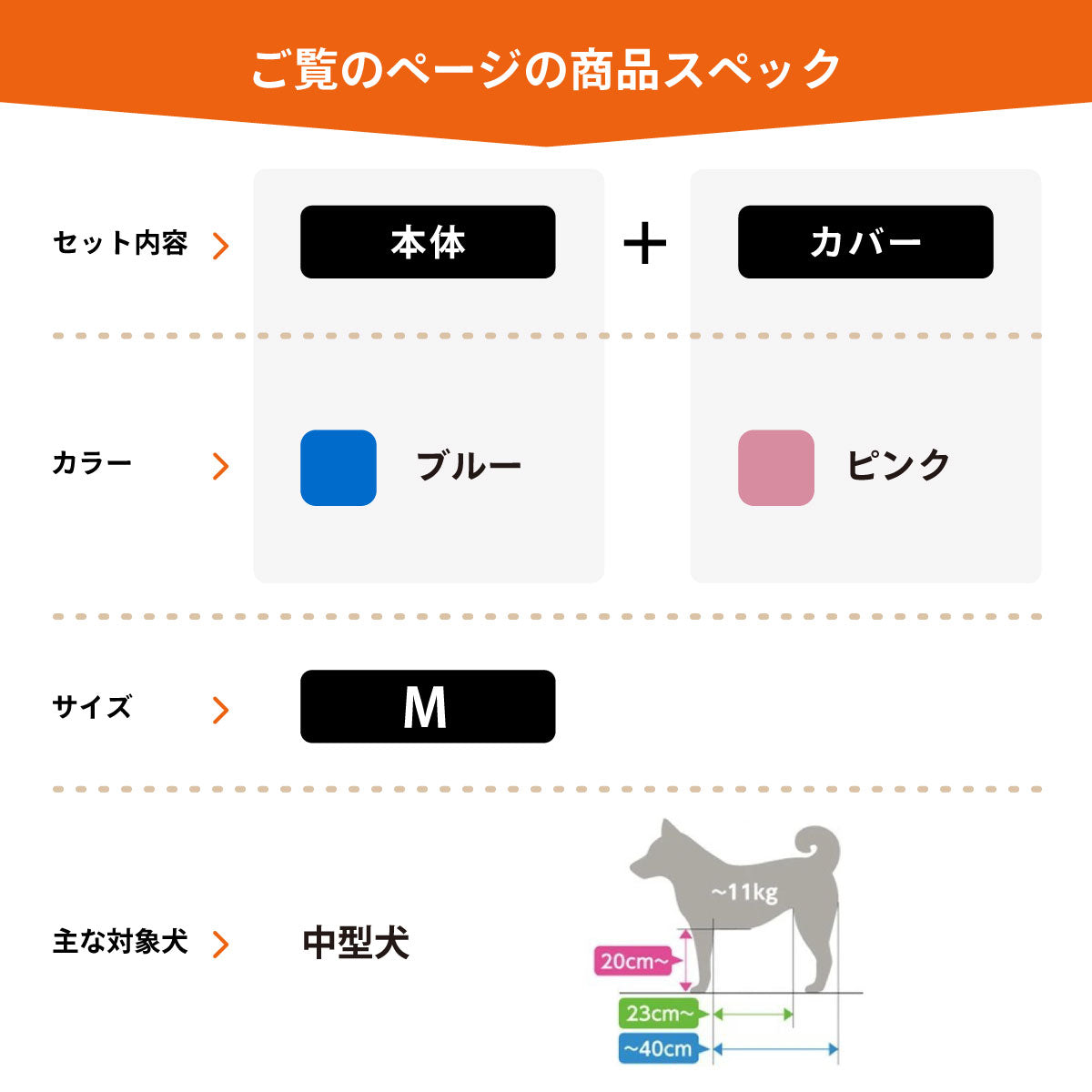 OneAid リラクッション 撥水カバーセット 中型犬用 M 本体：ブルー カバー：ピンク