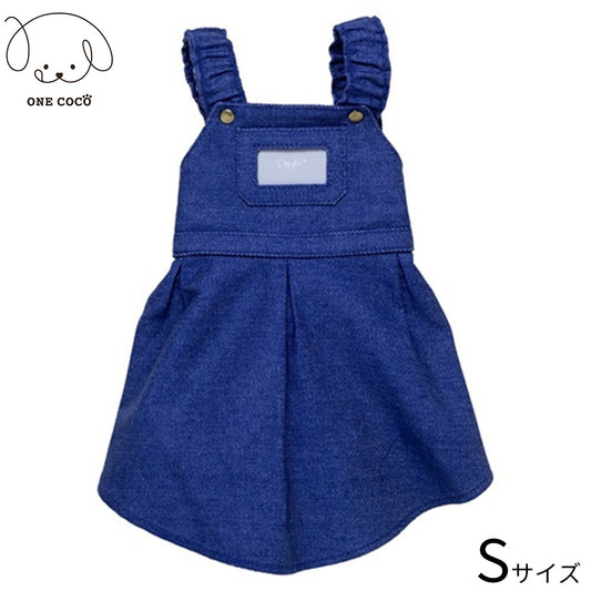 ワンココ ONE COCO デニムワンピース S ネイビー
