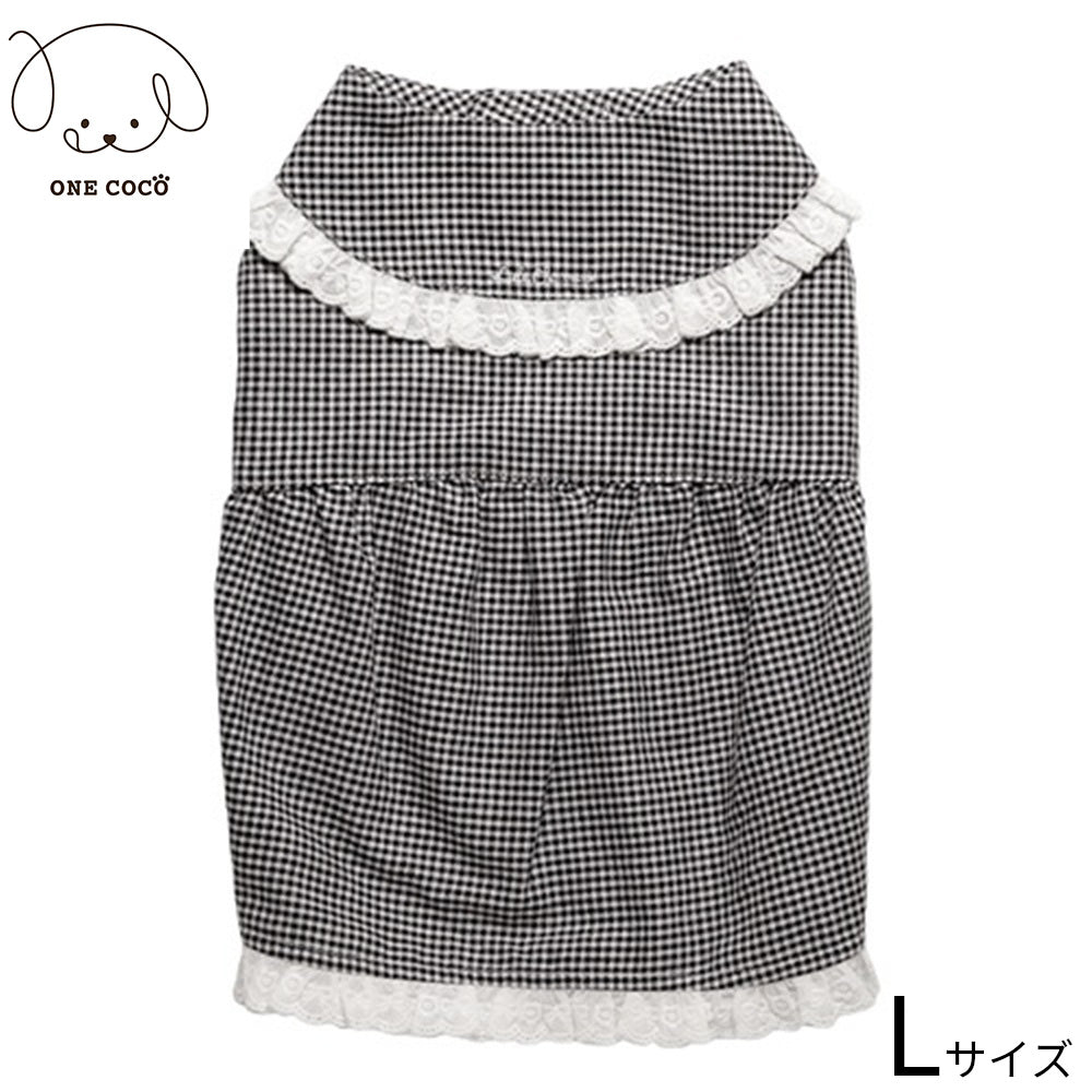 ワンココ ONE COCO チェック柄ワンピース L ブラック