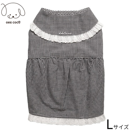 ワンココ ONE COCO チェック柄ワンピース L ブラック