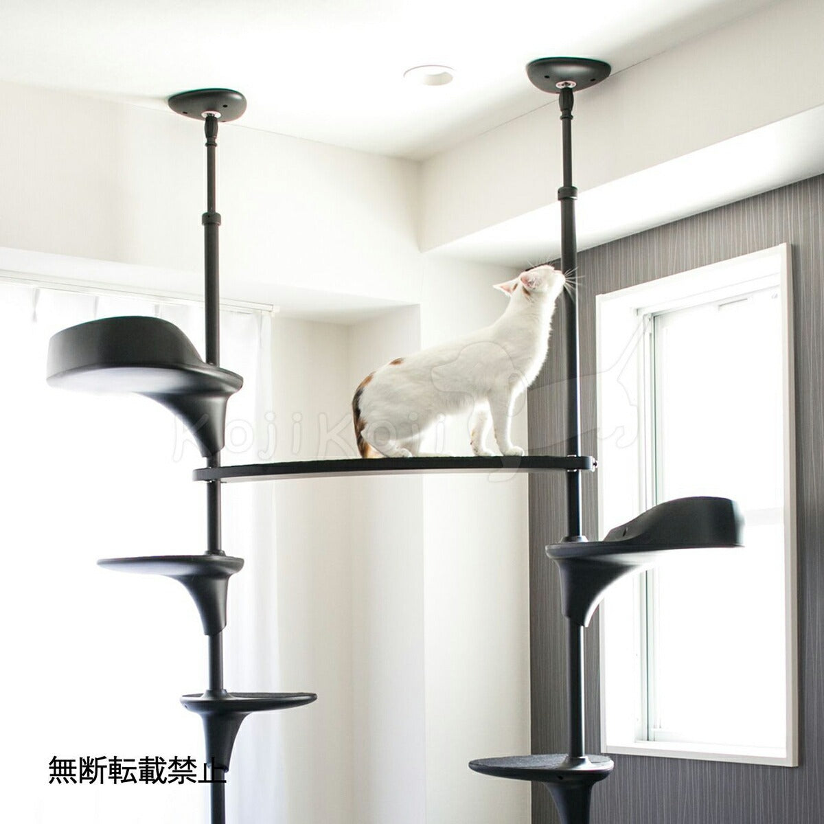 【レビュー特典あり】OPPO オッポ キャットフォレスト ツー CatForest-2 ブラック 猫 キャットタワー 突っ張り スリム 省スペース おしゃれ ネコ用品